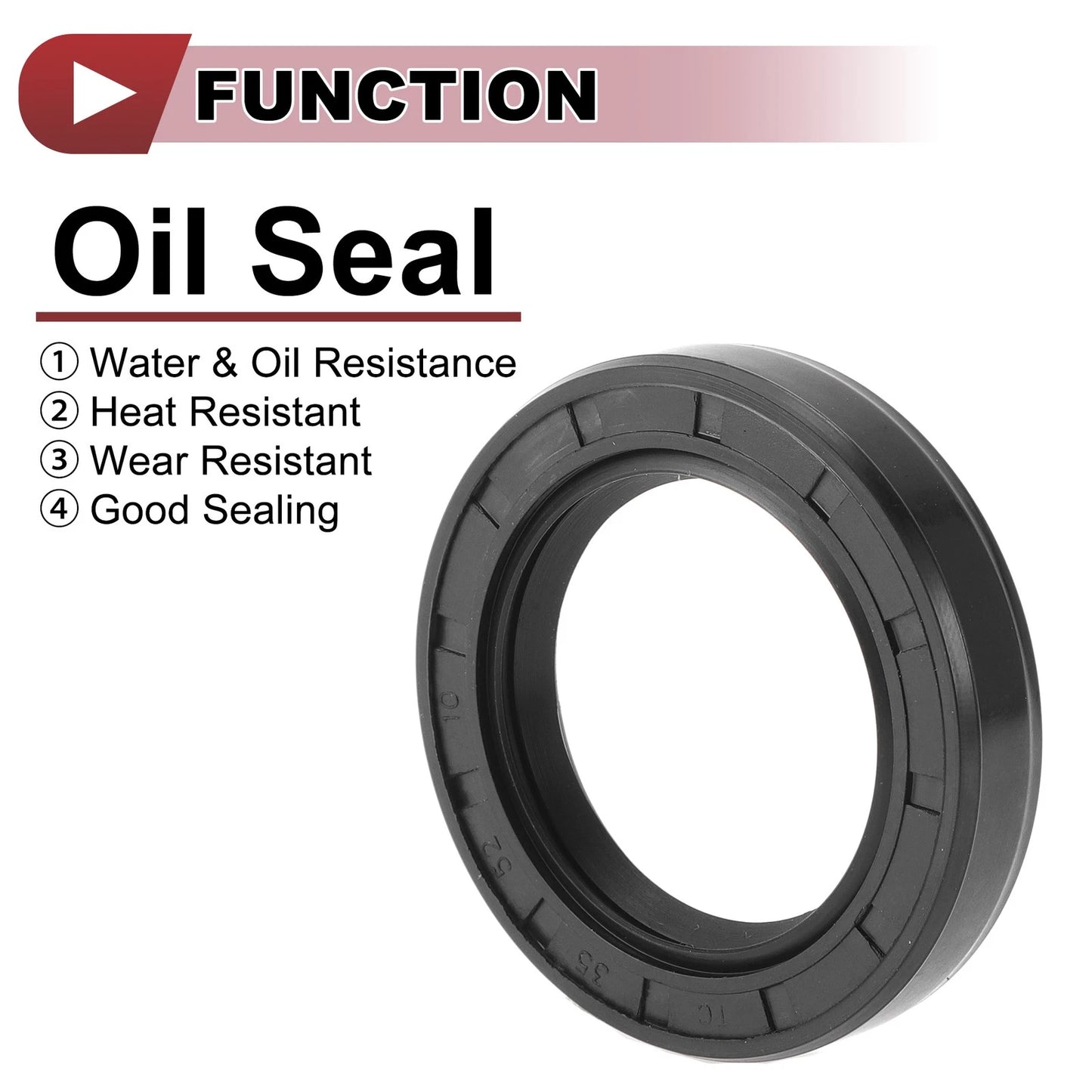 Rotary Shaft Seal Oil Seal Nitrile 70 Durometer Rubber 35x52x10mm Black 5 Pcs