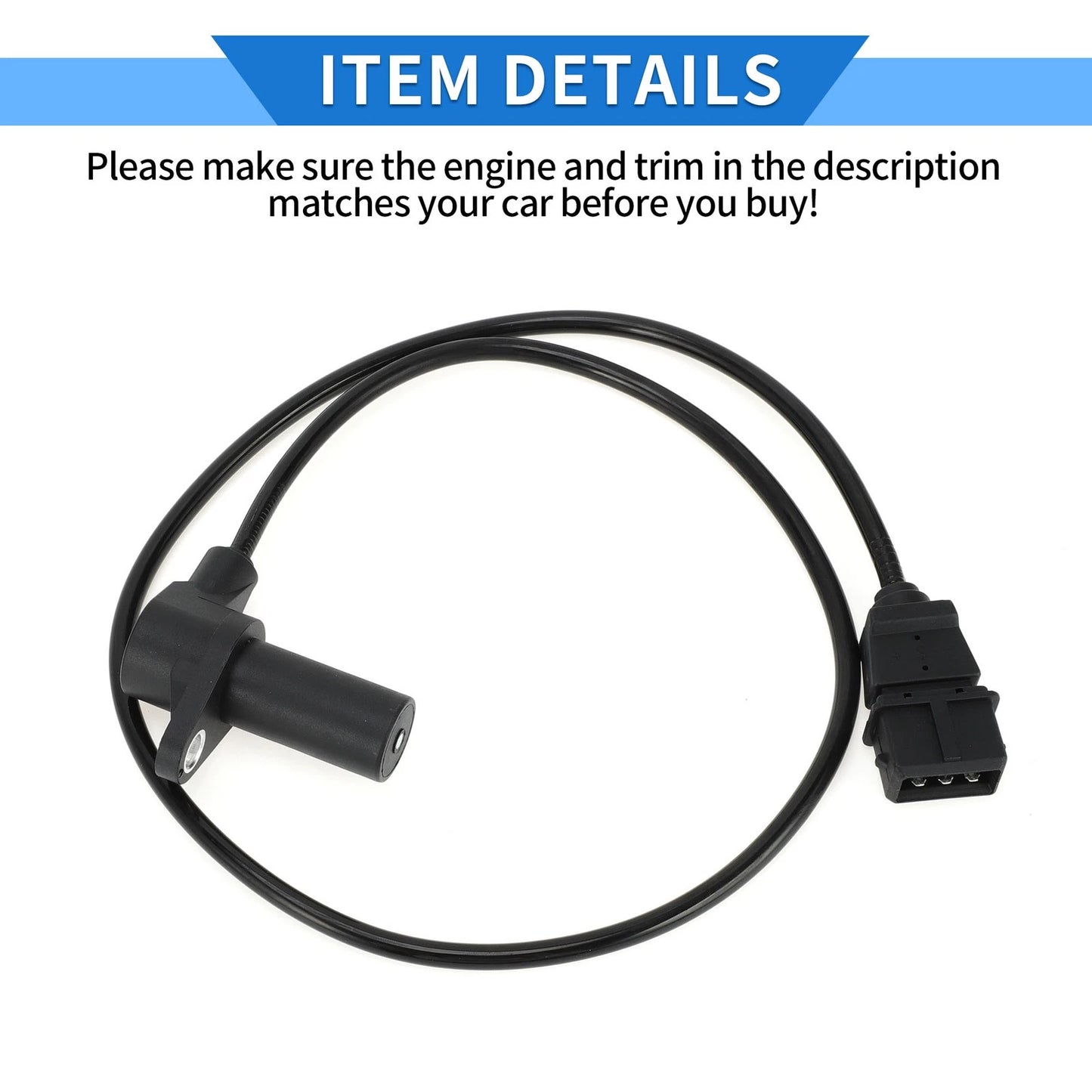 Crankshaft Position Sensor for OPEL Corsa Omega (2000-2006) - 1 x Black Plastic