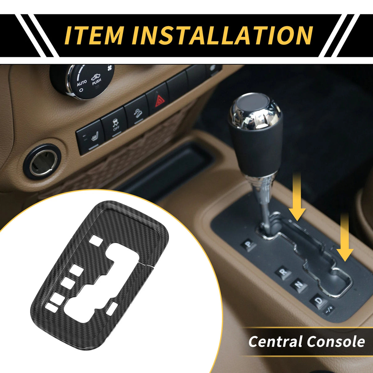 Center Console Gear Shift Frame Cover Trim for Jeep Wrangler JK (2007-2018)