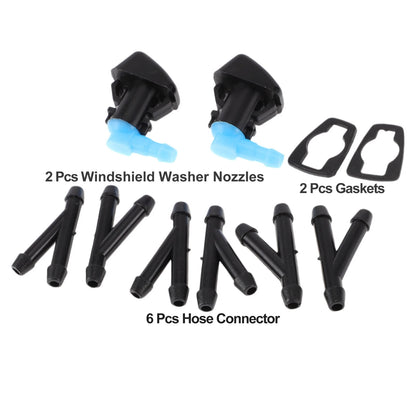 6 x Windshield Washer Nozzles & Hose Connectors for Dodge