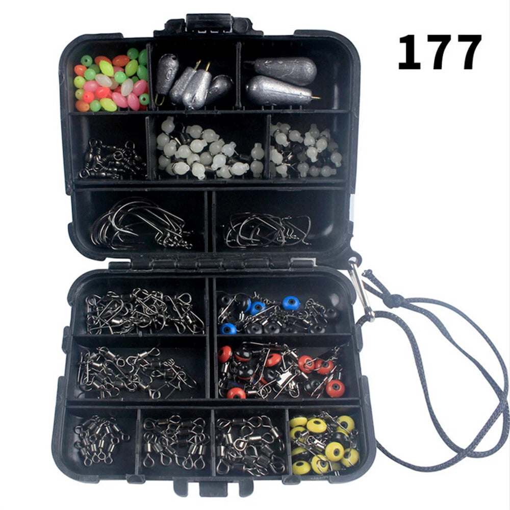 177Pcs Fishing Accessories Kit w/ Tackle Box for Outdoor
