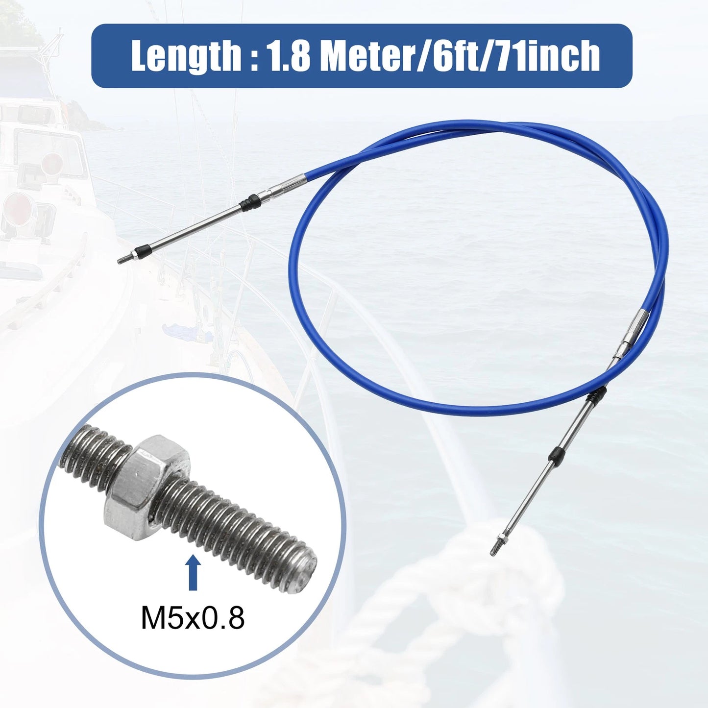 2 x 6ft 1.8m 71in Marine Throttle Shift Remote Control Box Cable Blue for Make