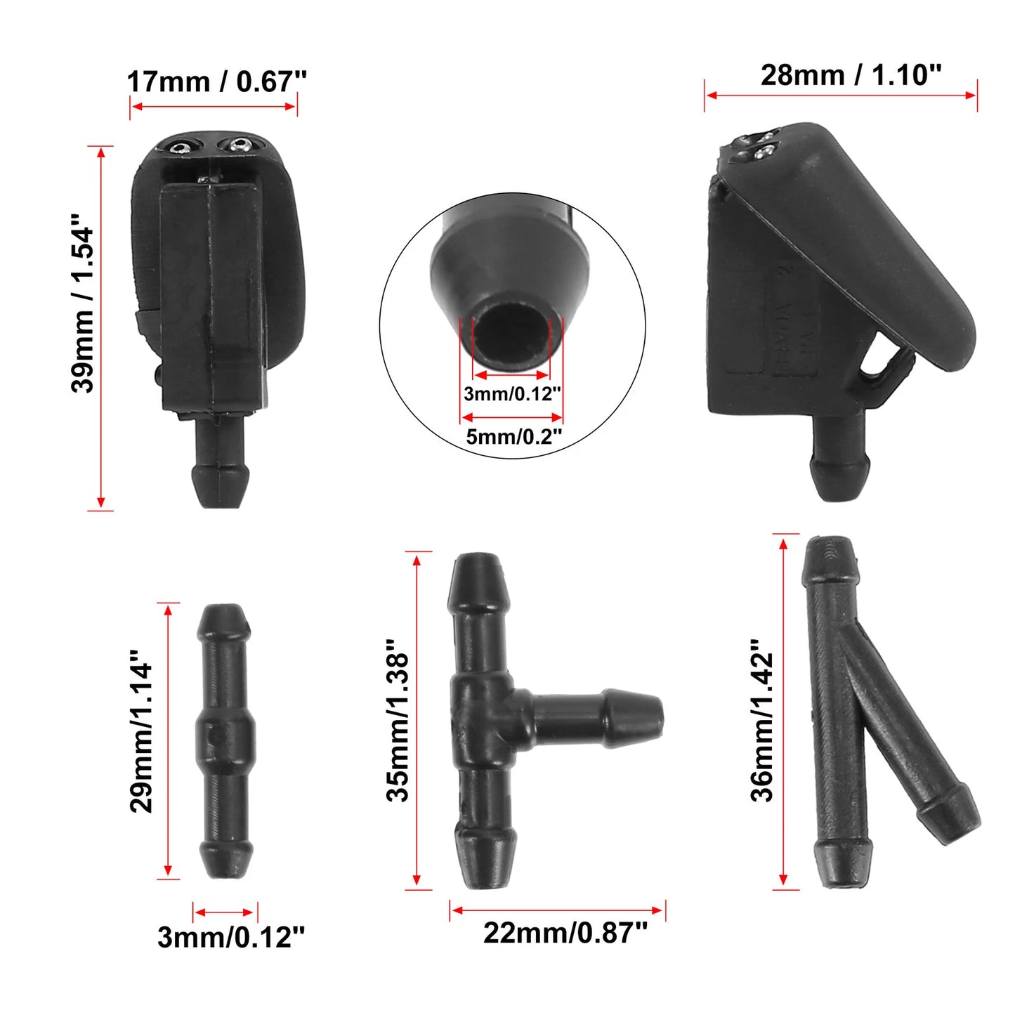 Windshield Washer Nozzles 2 x for Ford Fiesta (2001-2007)