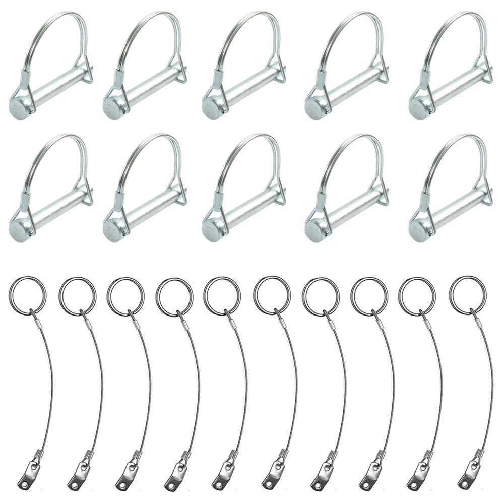 10Pcs D-TYPE Lock Pin & Rope Safety Coupler Pin for Trailers