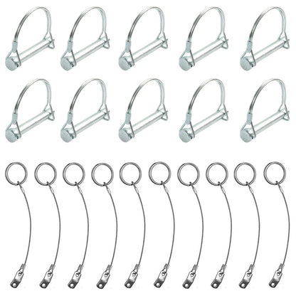 10Pcs D-TYPE Lock Pin & Rope Safety Coupler Pin for Trailers