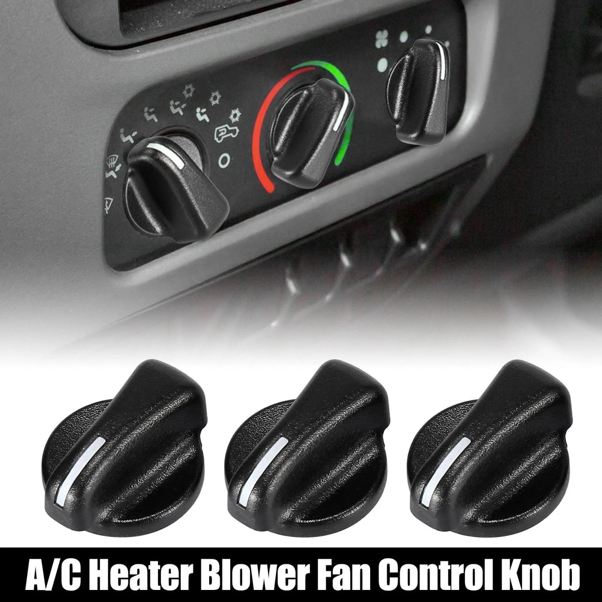3 x A/C Heater Blower Fan Control Knob for Jeep Wrangler (1995-2005)
