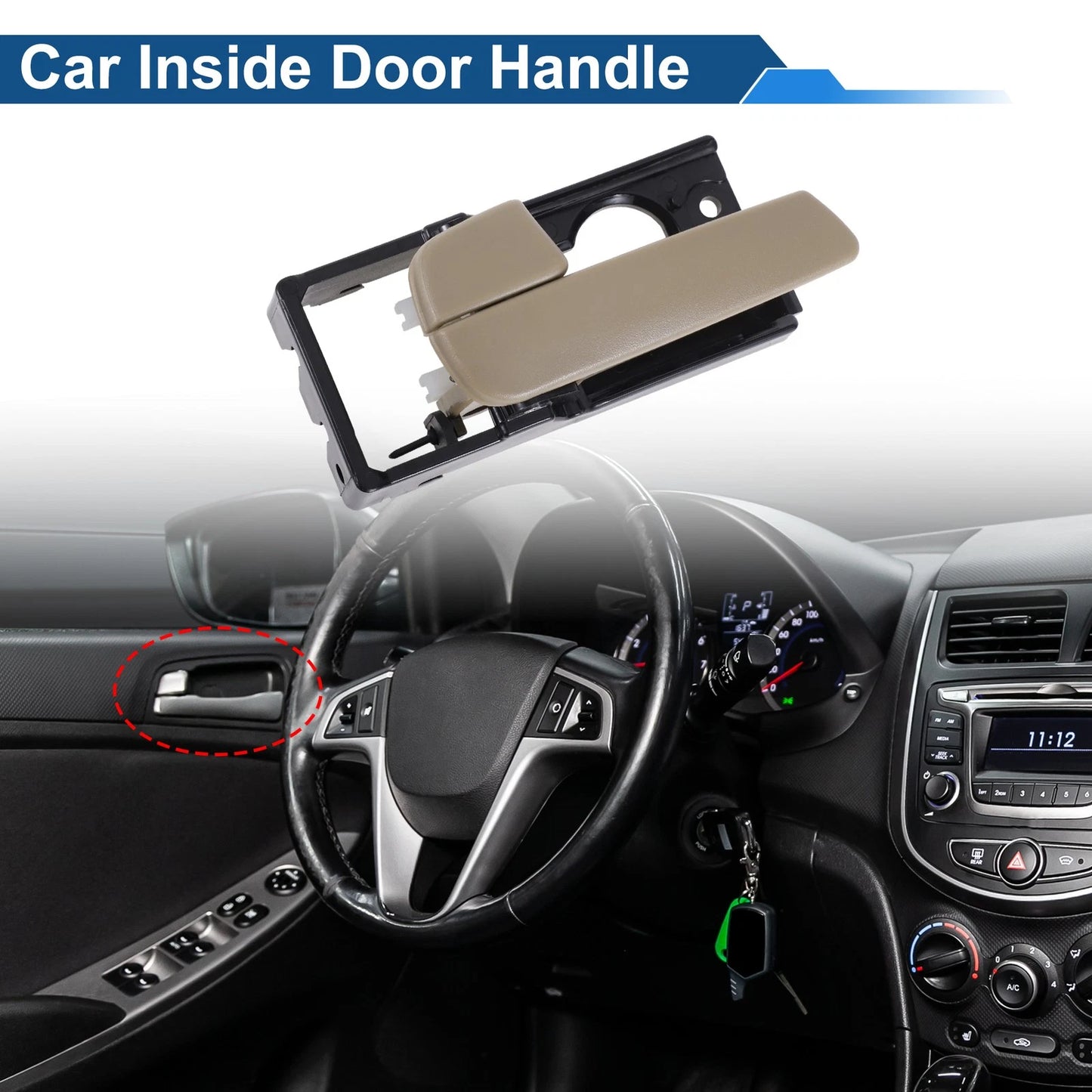 Front Passenger Side Door Handle for Kia Rio (2012-2017) Beige Black