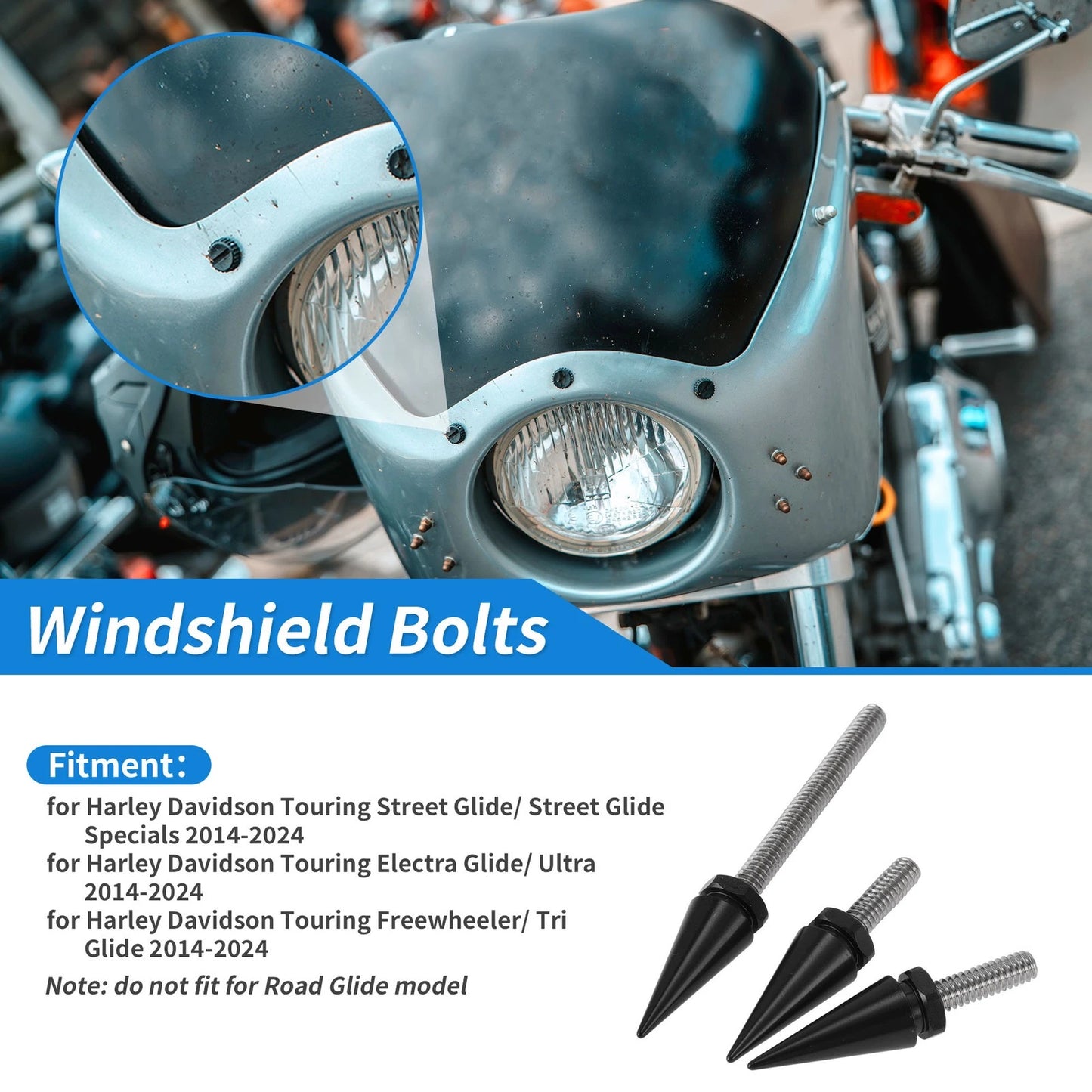 Windshield Bolts for Harley Davidson Touring Street Glide Black