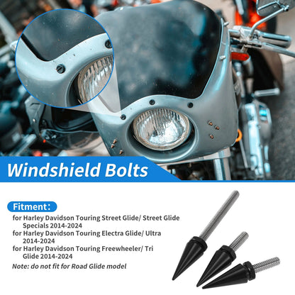 Windshield Bolts for Harley Davidson Touring Street Glide Black
