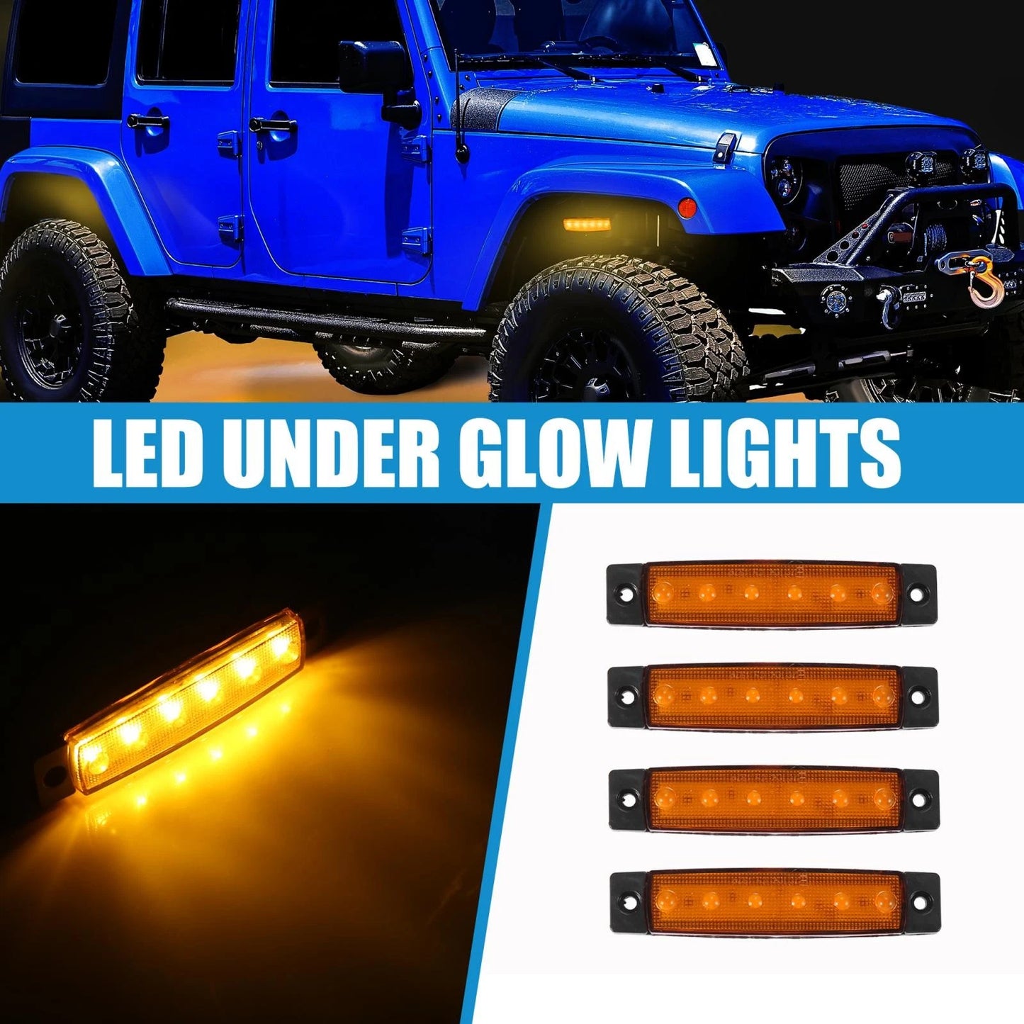 4 x Car Interior LED Under Glow Neon Lights for Jeep