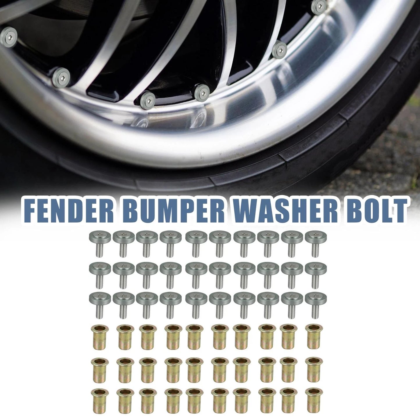 30 Pcs Titanium Tone M6 Fender Washer Bolt Nut Kit for Motorcycle