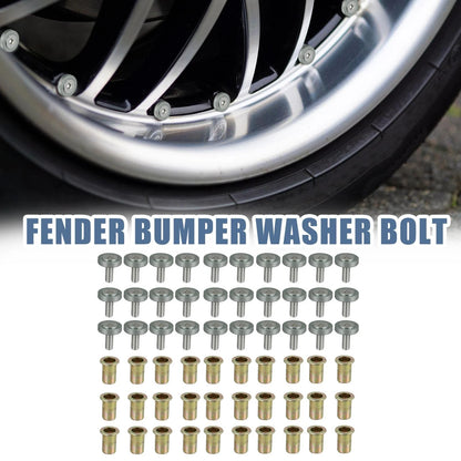 30 Pcs Titanium Tone M6 Fender Washer Bolt Nut Kit for Motorcycle