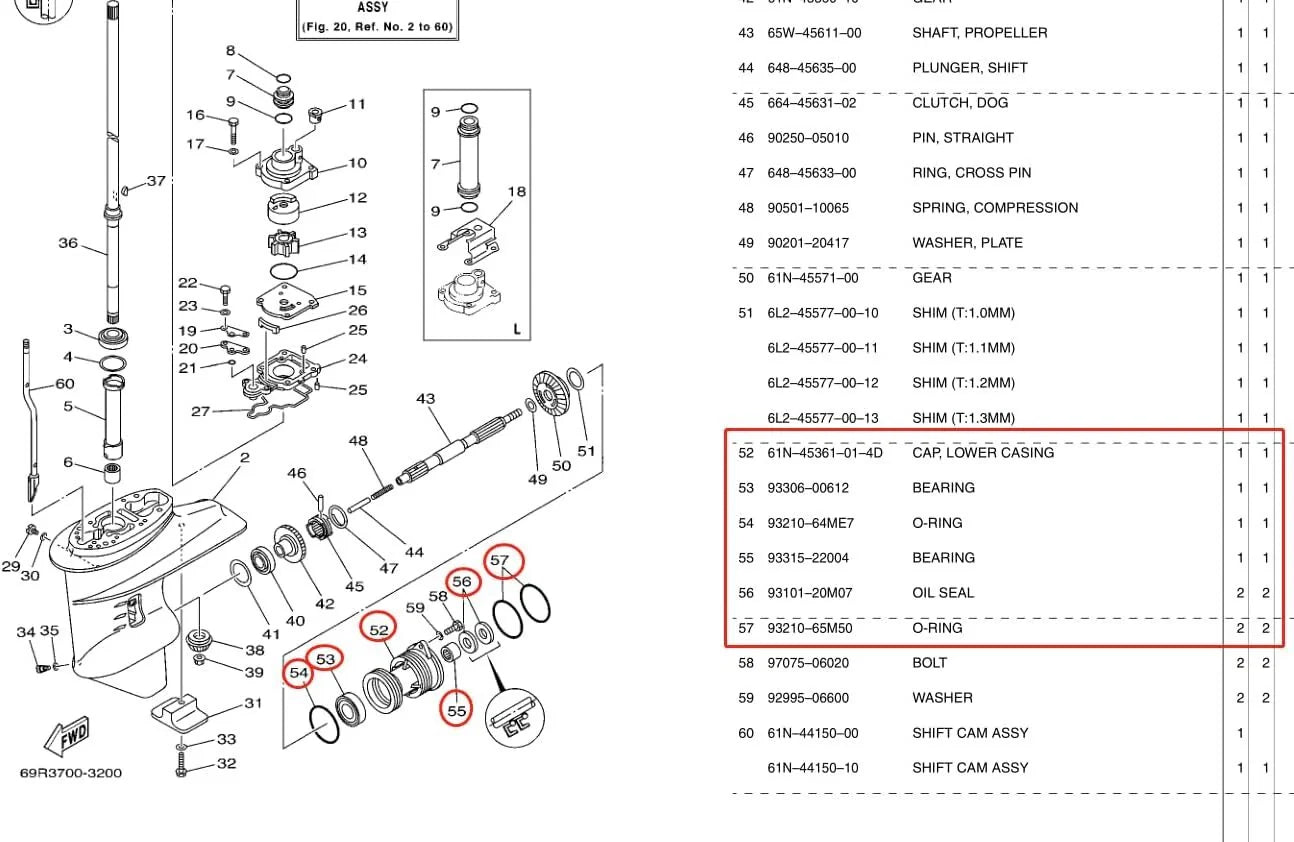 Lower Casing Cap Assy for Yamaha Outboard Parsun 2/4T 25-30HP