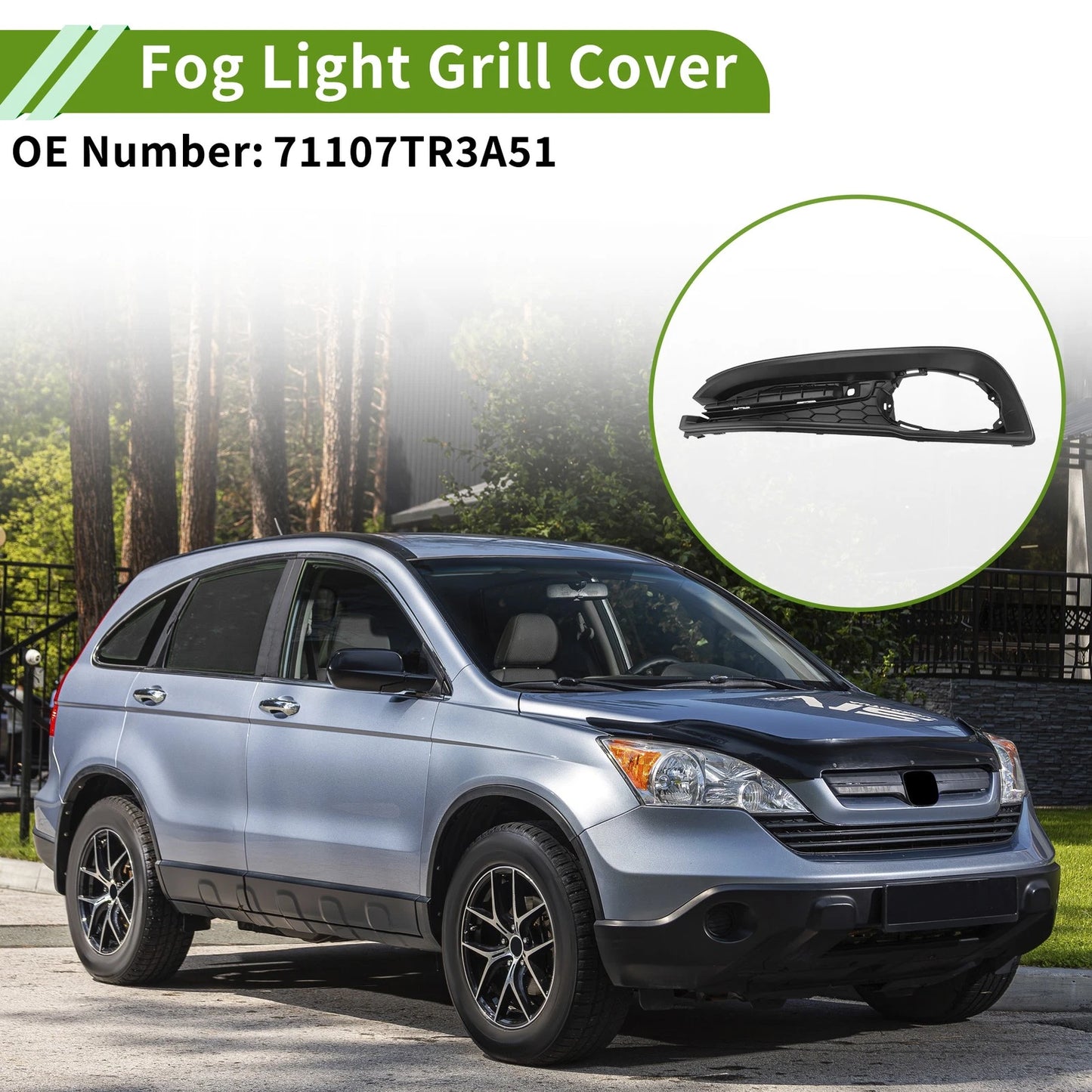 Left Front Fog Light Grill for Honda Civic (2013-2015)
