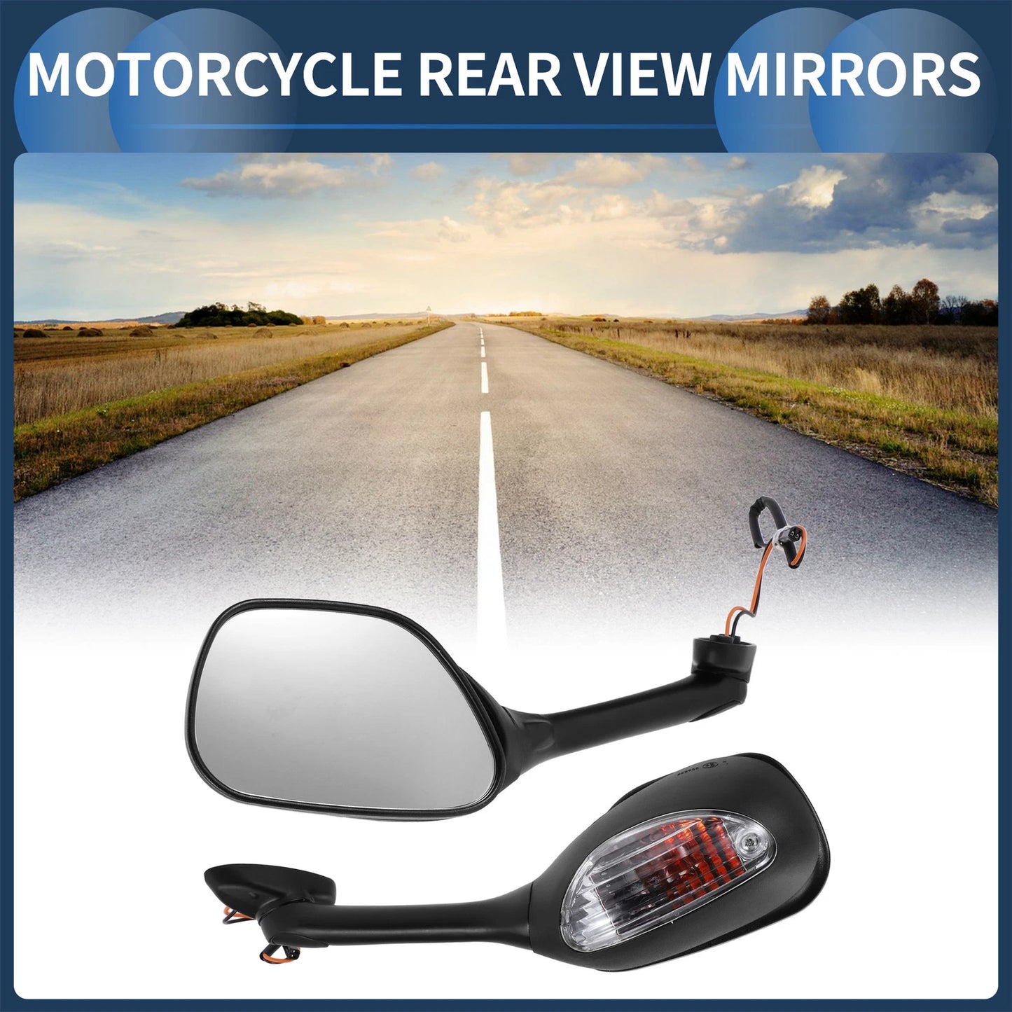 Set of Rear View Mirrors w/ Turn Signals for Suzuki GSXR600 (2006-2018)