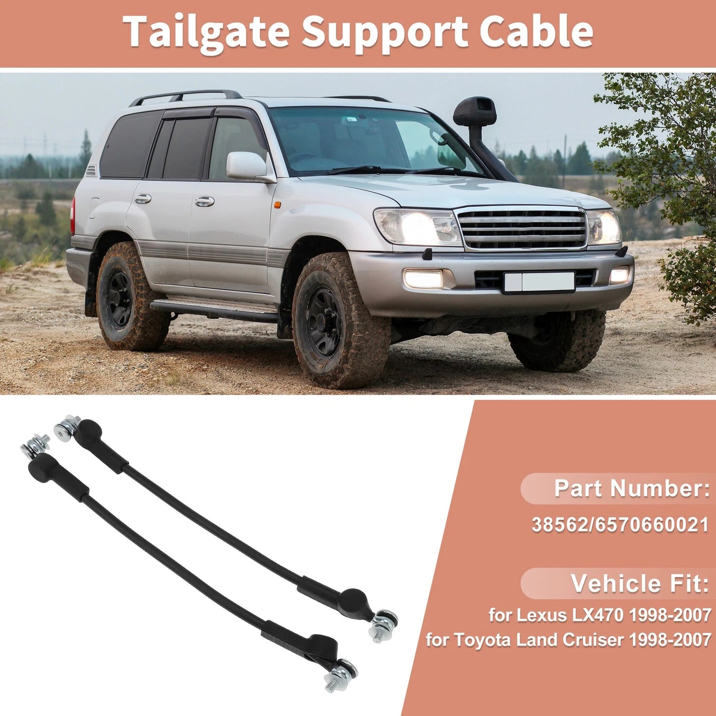 Tailgate Support Cables for Toyota Land Cruiser LX470 (1998–2007)
