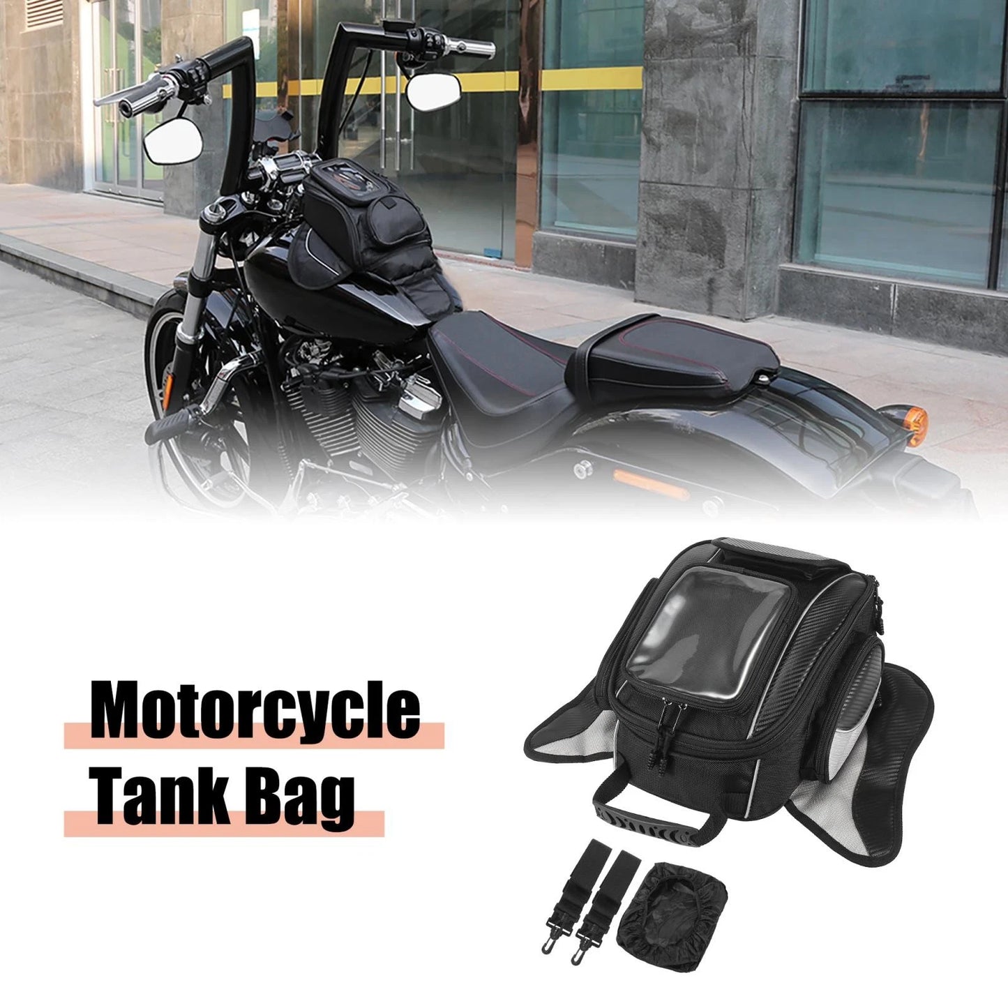 Magnetic Fuel Tank Tool Bag for Universal Motorcycle Waterproof Black