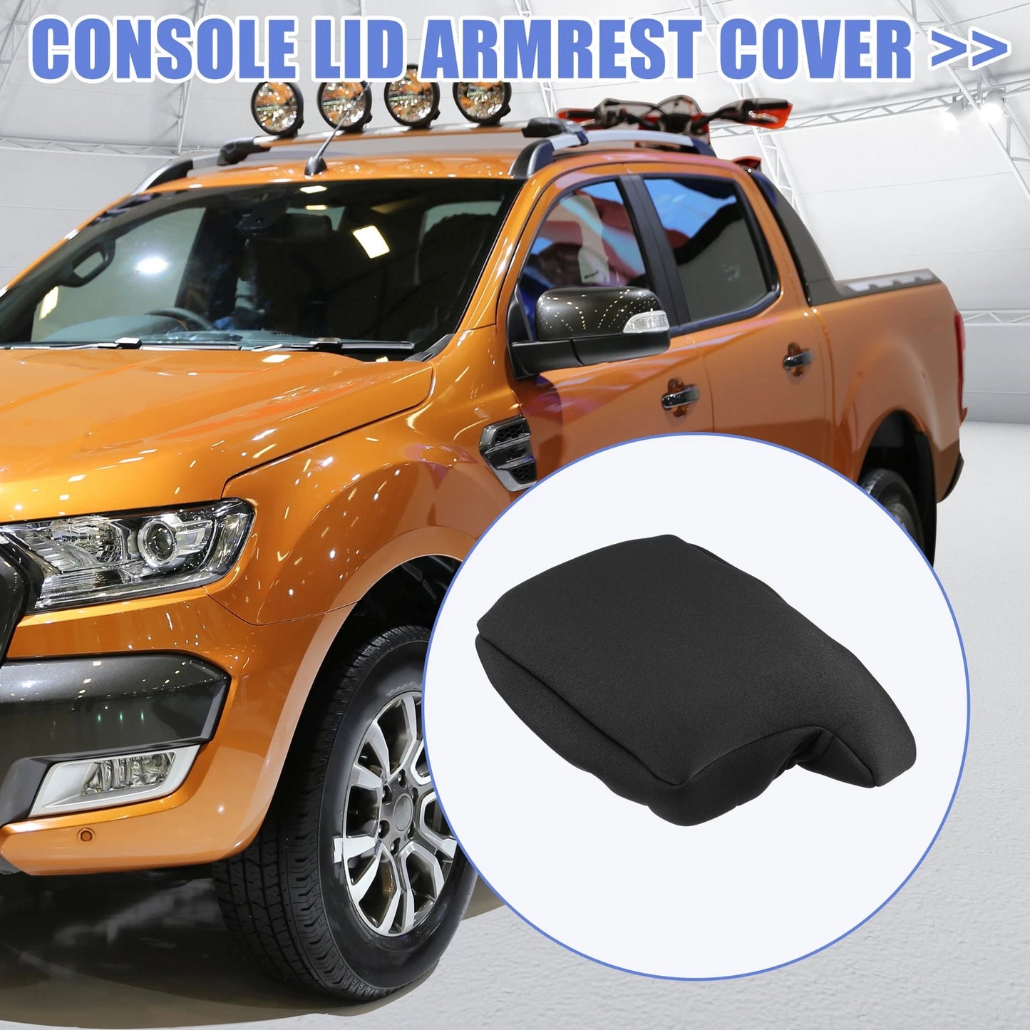 Car Center Console Armrest Cover for Ford Ranger (2019-2023) Black