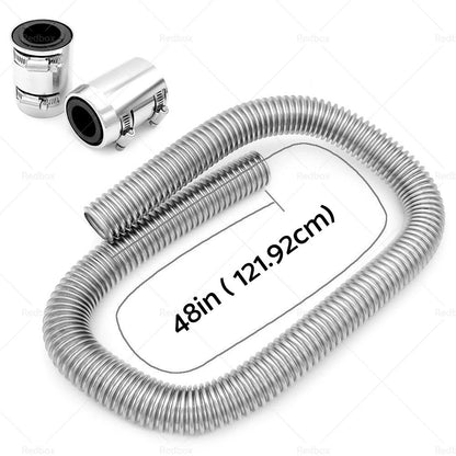48" Flexible Stainless Steel Radiator Hose Kit for Car Polished