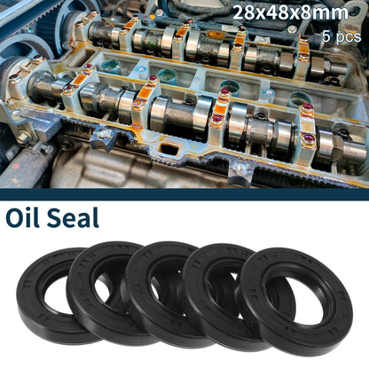 Oil Seal / 28x48x8mm / Seal Ring Rotary Shaft Seal NBR Rubber Black 5Pcs