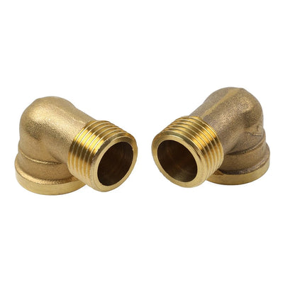 2 x Brass Hose Fitting 90 Degree Elbow G1/2 Male x G1/2 Female for Various Models