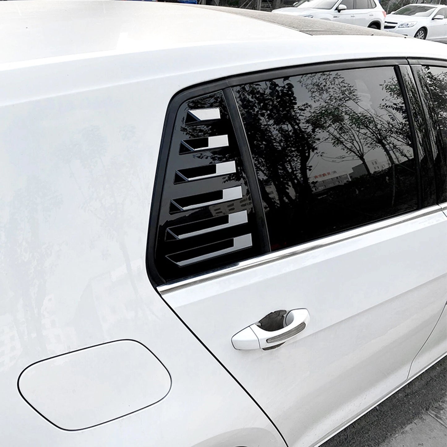 2 x Rear Window Louver Covers for VW Golf 7 (2013-2019) Gloss Black