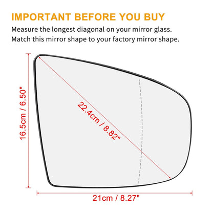 Mirror Glass Heated w/ Backing Plate Passenger RH for BMW X5 X6 (2007-2013)