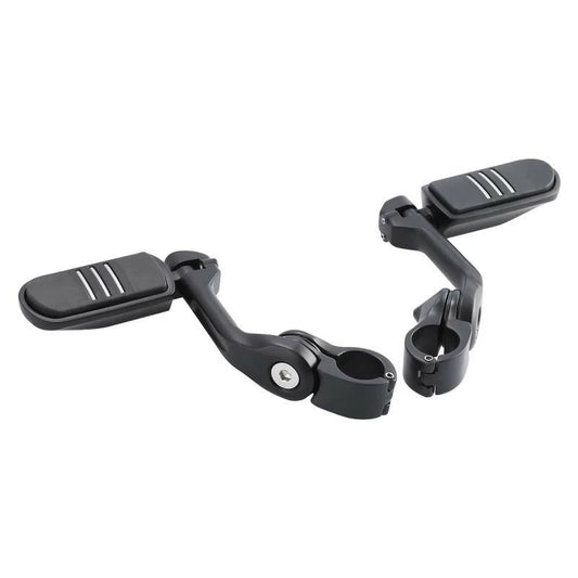 1 1/4" Long Angled Matte Black Highway Engine Guard Footpegs for Motorcycle