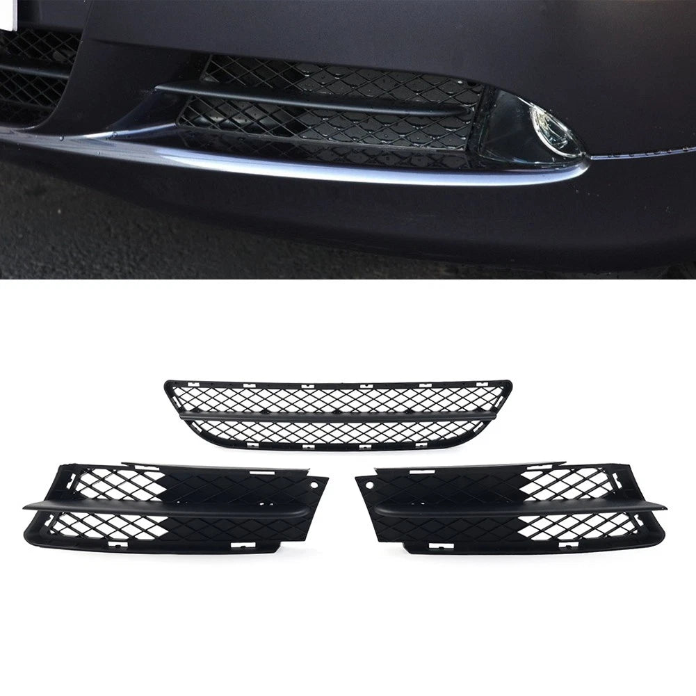 Black Front Lower Bumper Grilles Cover Set for BMW 3 Series E90 E91 (2006-2008)