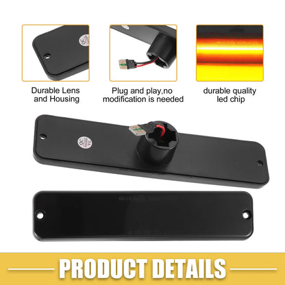 LED Side Marker Light 56001424 for Jeep Black Amber Lens 1 Pair