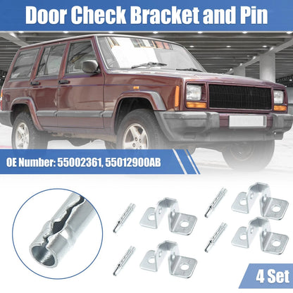 4 x Door Check Bracket & Pin for Jeep Cherokee (1984-2001)