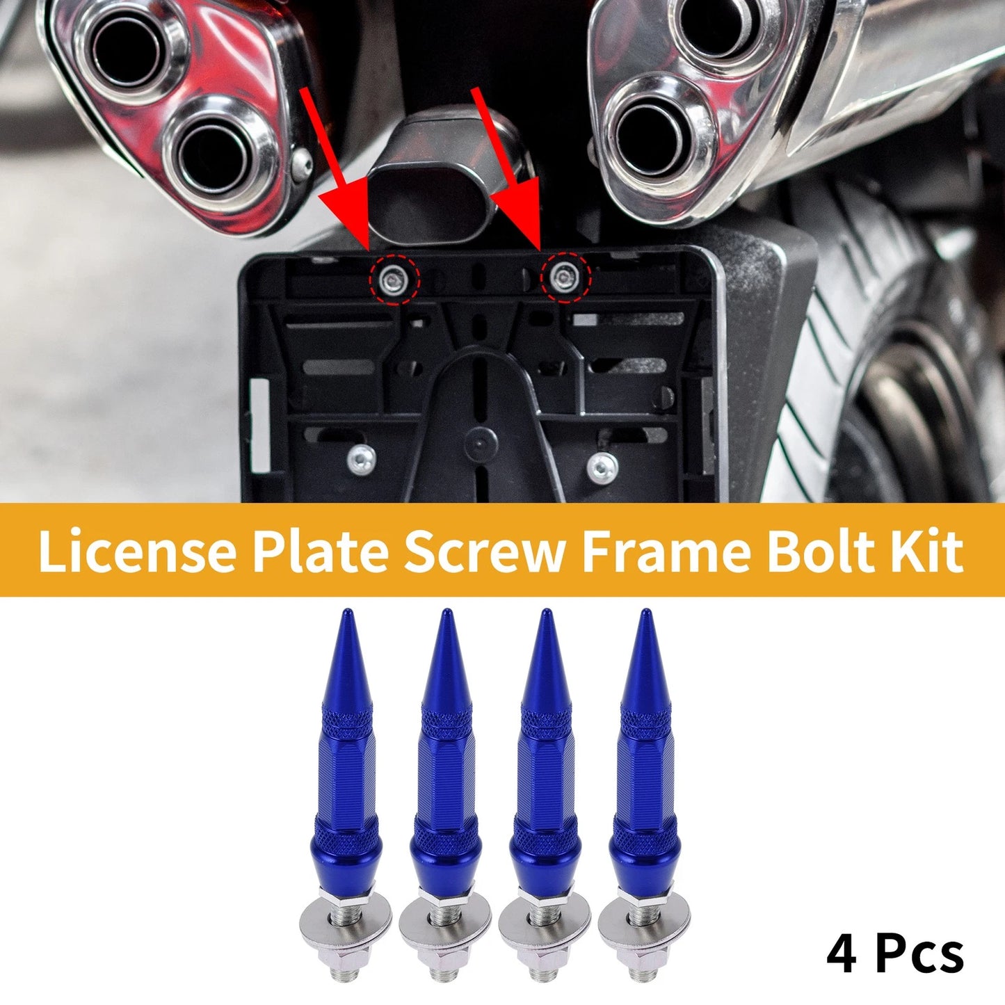 M6 License Plate Screws Cover 82mm Deep Blue 4 Pcs for Universal Motorcycle