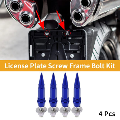 M6 License Plate Screws Cover 82mm Deep Blue 4 Pcs for Universal Motorcycle