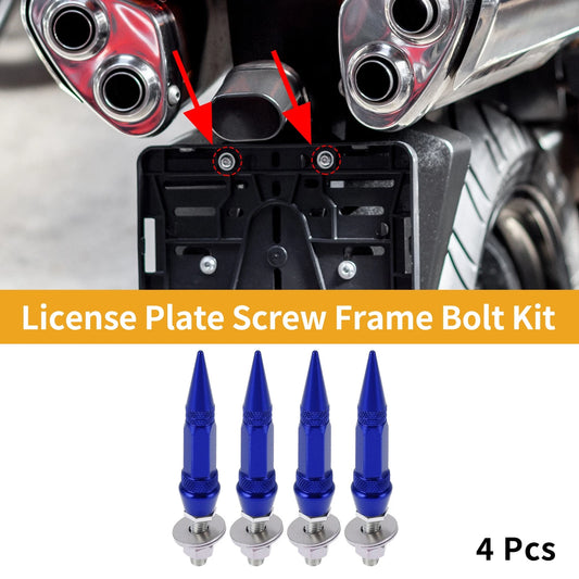M6 License Plate Screws Cover 82mm Deep Blue 4 Pcs for Universal Motorcycle