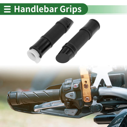 7/8" 22mm Motorcycle Hand Grips Aluminum Alloy Rubber Black