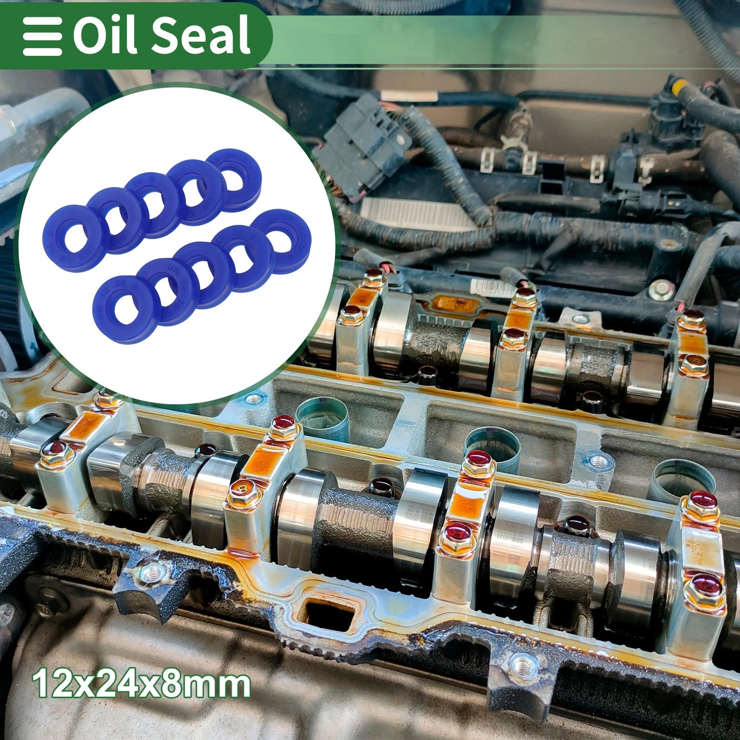 Oil Seal 12x24x8mm TPU High Pressure Blue 10 Pcs