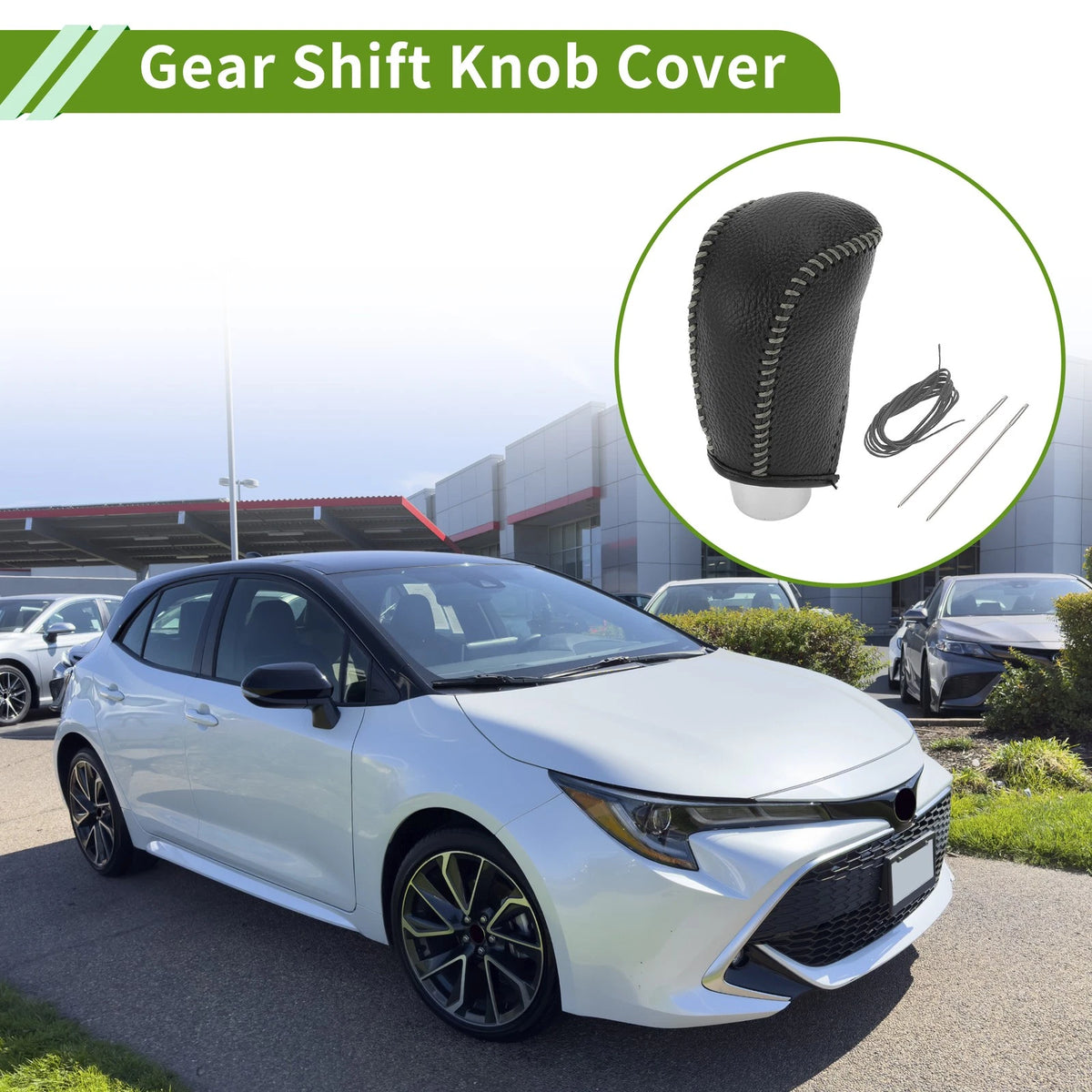 Car Gear Shift Knob Cover for Toyota Corolla (2009-2013) Pebbled Black Grey