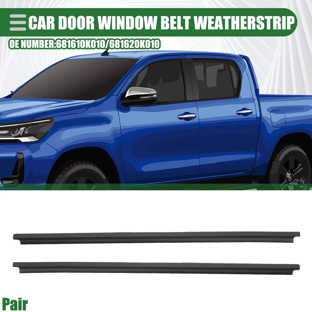 Front Door Window Weatherstrip for Toyota Hilux (2005-2014)