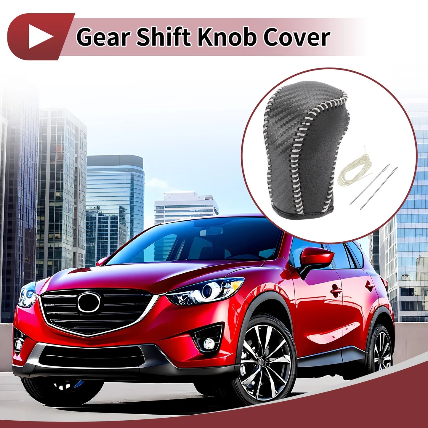 Car Gear Shift Knob Cover 1 Pc for Mazda CX-5 (2013-2014) Beige Faux Leather