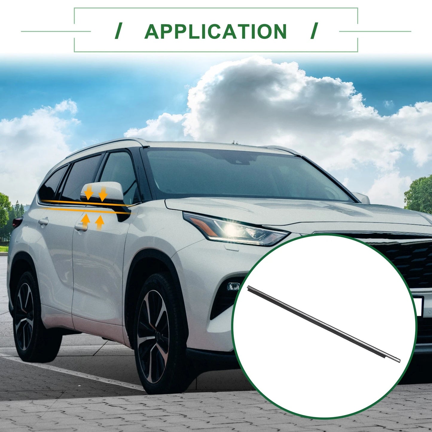 1pc / Front Right Weatherstrip Window Seal PVC for Toyota Highlander