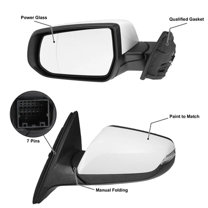 Left Side Exterior Door Mirror Assembly White for Chevrolet Malibu Hybrid