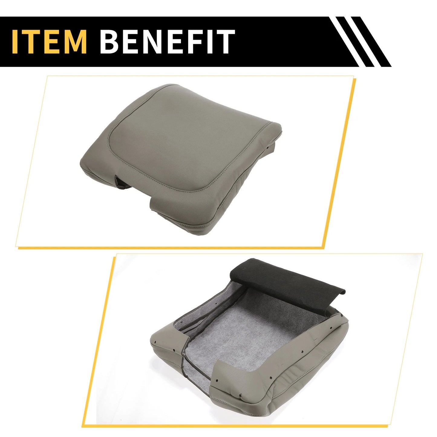 Center Console Armrest Cover Microfiber Leather Grey for Dodge Ram