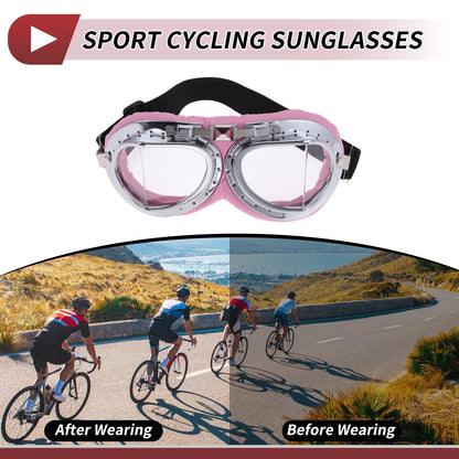 Goggles for Motorcycle Riding Transparent Lens Pink Frame Cycling Sunglasses
