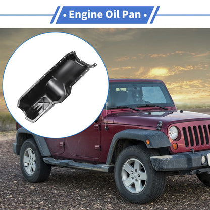 Engine Oil Pan for Jeep Wrangler (2000-2006) - 1 x No.53010340AB, Iron Black