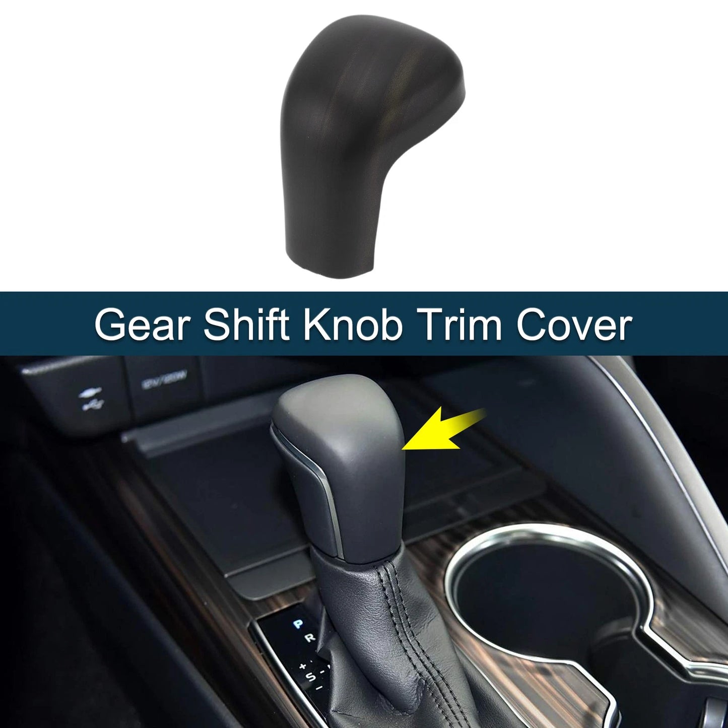 ABS Gear Shift Knob Cover Sticker Dark Brown for Toyota Camry, Corolla, Avalon