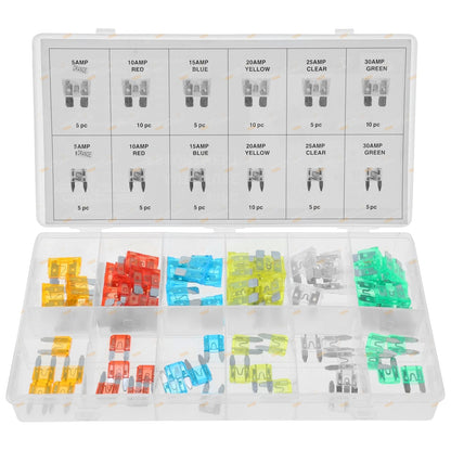 80pc Mini + Med Blade Fuse Assortment Kit 5AMP 10AMP 15AMP 20AMP 25AMP 30AMP