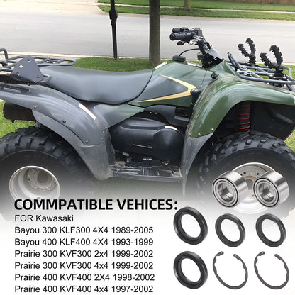 Front Wheel Bearing Seal Circlip Kit for Kawasaki Bayou 300 KLF300 4X4 1989-2005