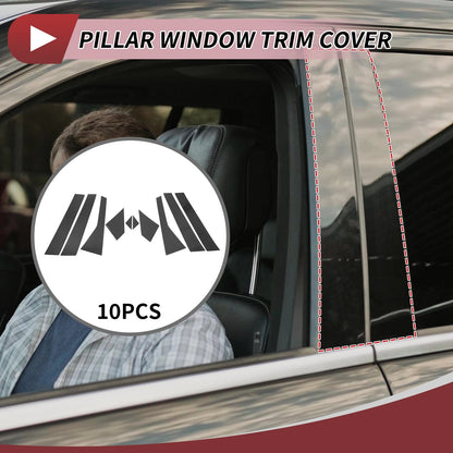 10 Pcs Door Pillar Window Trim CFP Black for Acura RDX (2007-2012)