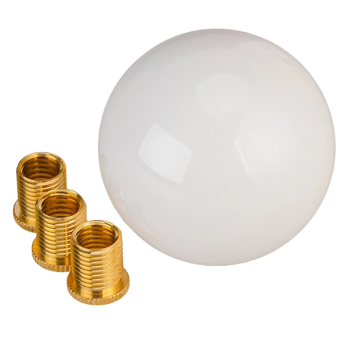 Acrylic Glossy White Round Ball Shift Knob for Manual Gear Shifter (Universal)