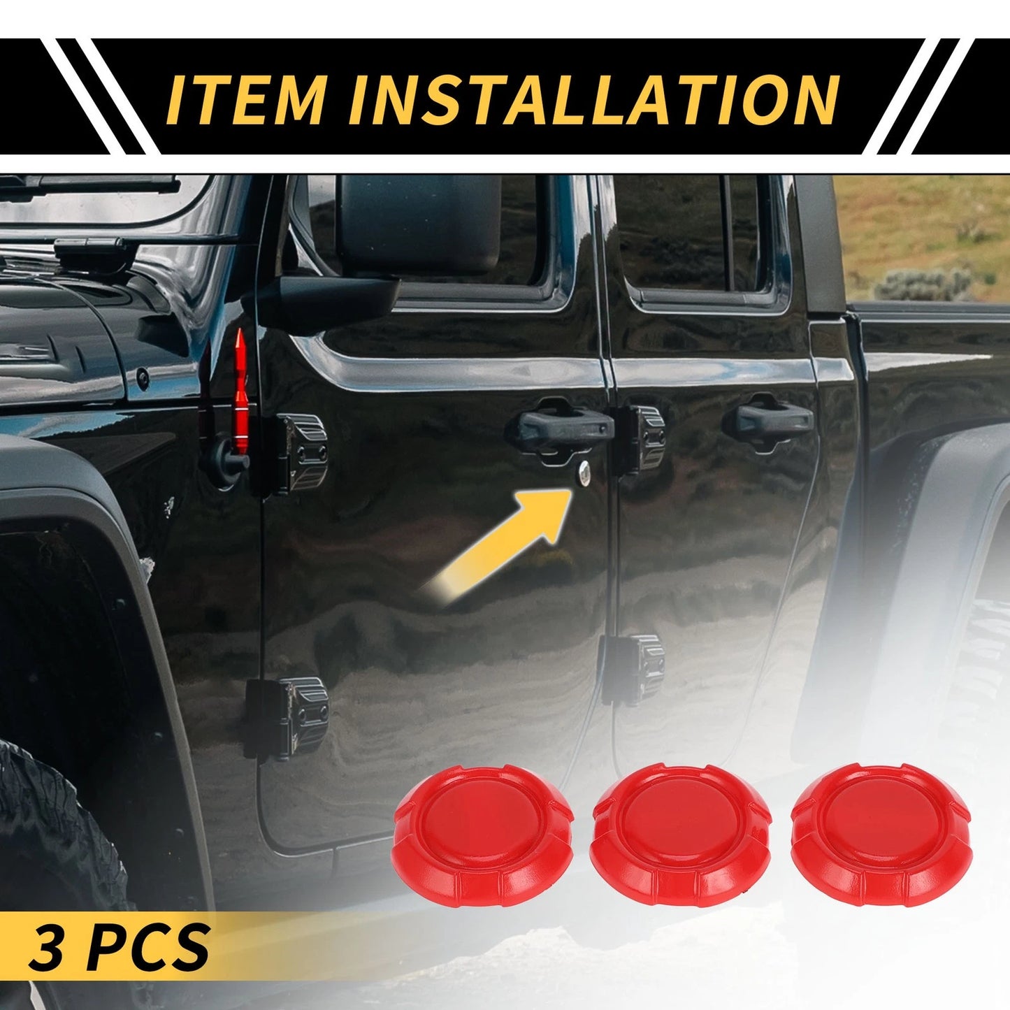 3 x Car Exterior Door Key Jack Covers for Jeep Wrangler JL JLU Sport (2018-2022)